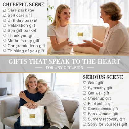 Self Care Gifts for Women, 16PC Get Well Soon Gift Baskets for Women After Surgery, Mothers Day Birthday Gifts Spa Care Package w/ Flannel Blanket, Sympathy Inspirational Thinking of You Gift Baskets
