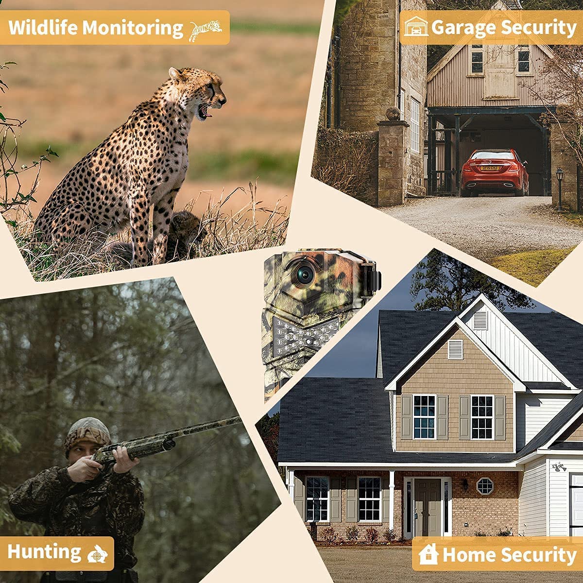 WOSODA 2 Pack Trail Camera with Night Vision Motion Activated Waterproof,30MP Hunting Game Camera,1080P HD Trail Cam with SD Card for Wildlife Monitoring,Outdoor Scouting & Security