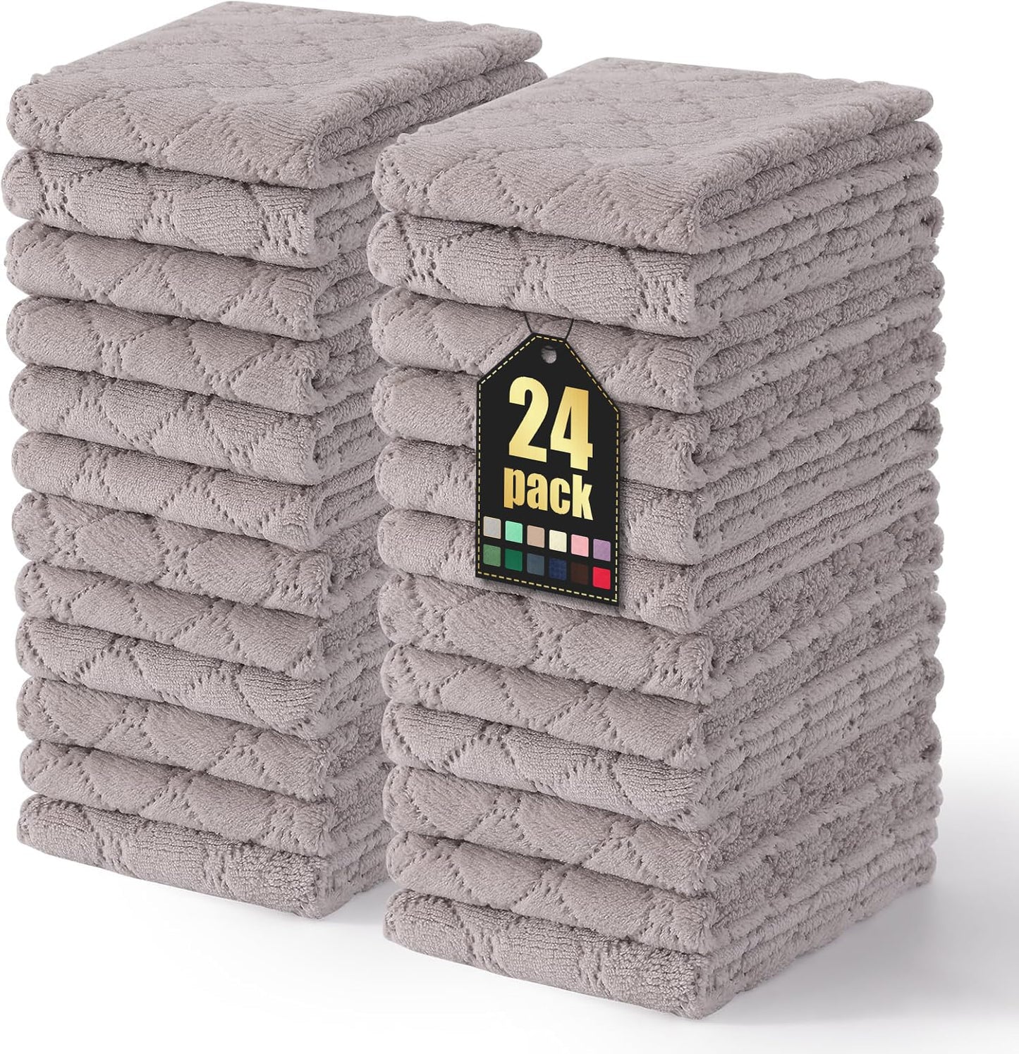 Homaxy 12 Pack Kitchen Dish Cloths (10 x 10 Inches, Grey), Super Soft and Absorbent Coral Velvet Dish Towels, Nonstick Oil Fast Drying Microfiber Cleaning Cloth, No Lint Household Dishcloths