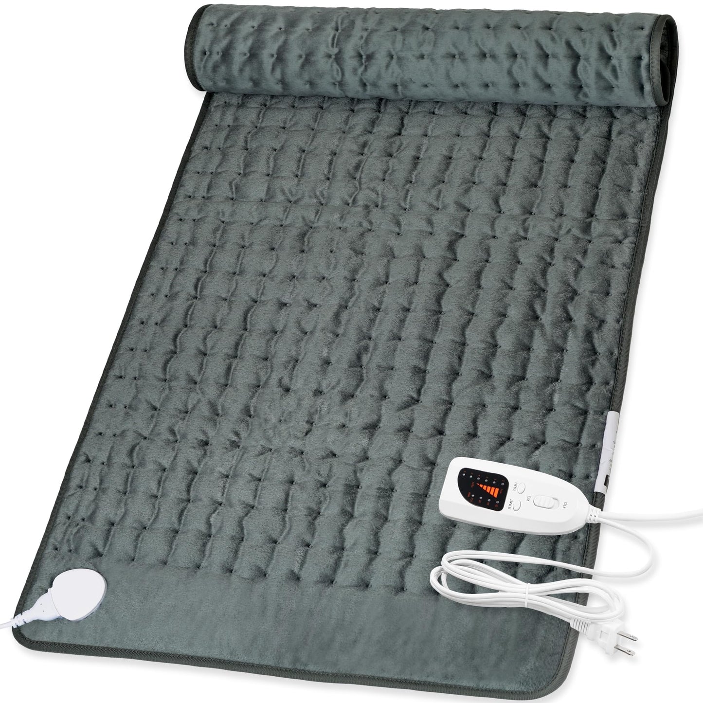 Heating Pad,Electric Heating Pads for Back,Neck,Abdomen,Moist Heating Pad for Shoulder,Knee,Arms,Legs,Dry/Moist Heat & Auto Shut Off,Birthday Gifts for Men and Women(Light Gray, 24''×12'')