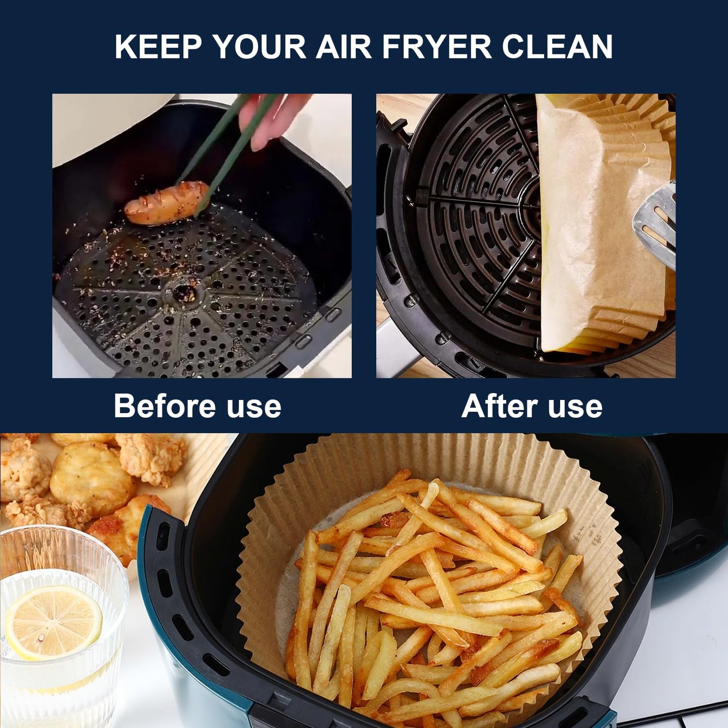 Yenmoz 300 PCS 7.9 Inch Round Air Fryer Baking Paper Liners, Non-Stick Parchment Paper Liners for 5-8QT Airfryer Microwave Oven Frying Pan