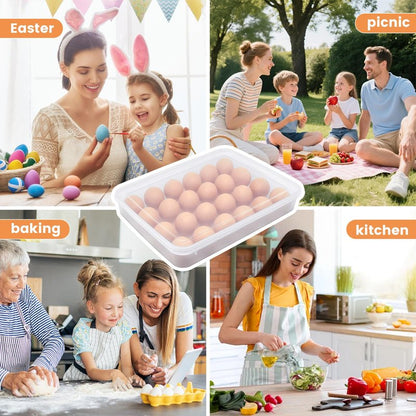 Whkvnng 2 Pack Deviled Egg Trays,Stackable Plastic Egg Holder for 48 Eggs,Clear Egg Storage Containers for Fridge,Keep Fresh,Easter,Thanksgiving Day Party Kitchen Supplies