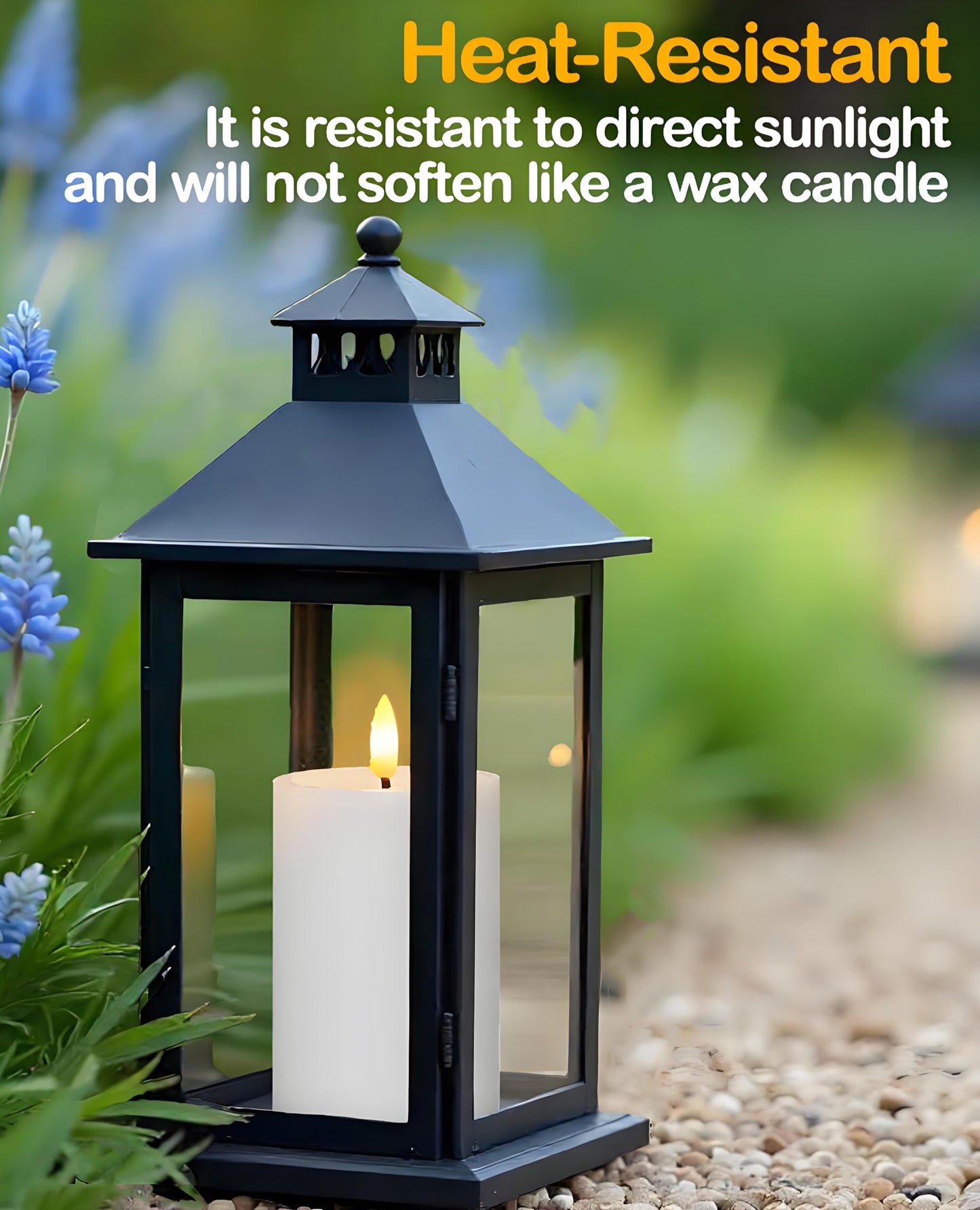 Gmnee 3"x6" Outdoor Waterproof Flameless Candles with Remote and Timers, LED Candles, Battery Operated Candles, Electric Fake Pillar Candles for Patio, Porch, and Lanterns Decor (White, Plastic)