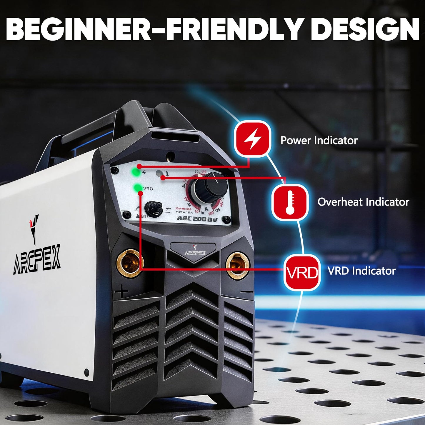 ARCPEX 200A Stick Welder 110V/220V, Mini Arc Welding Machine with 100% Pure Copper 10FT Cables, 2-in-1 Portable MMA/Lift TIG Welder for Farm Gate Repair, Truck Rack DIY, and Fence Fix