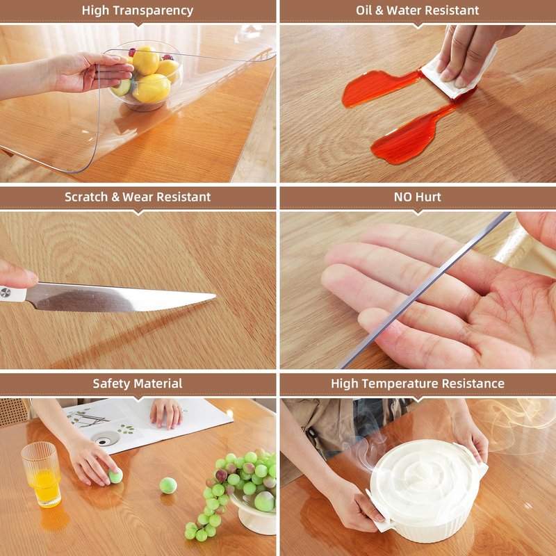 Warmstar Clear Table Cover Protector 36 x 60 Inch, 2mm Thick Plastic Table Cover Rectangle,PVC Clear Table Protector,Desk Protector Mat for Kitchen, Dresser, Writing Desk，Dining Room Table