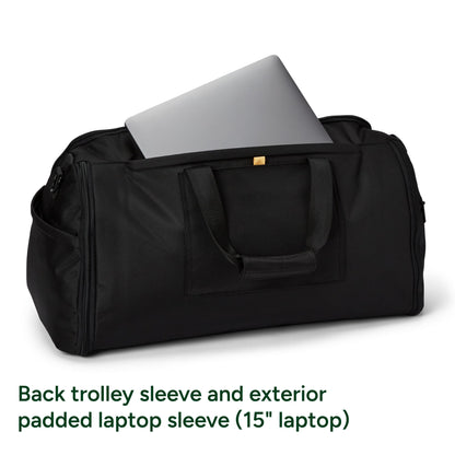 Halfday Convertible 2-in-1 Premium Garment Duffel Weekender Bag 45L: Wrinkle-Free Travel (Hanging Suit Compartment, Shoe Pockets, Trolley Sleeve), Balistic Nylon Carry-on, Pacific