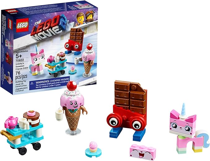 LEGO THE LEGO MOVIE 2 Unikitty’s Sweetest Friends EVER! 70822 Pretend Play Food and Friends Building Kit for Girls and Boys Unikitty LEGO Set 2019 (76 Pieces)