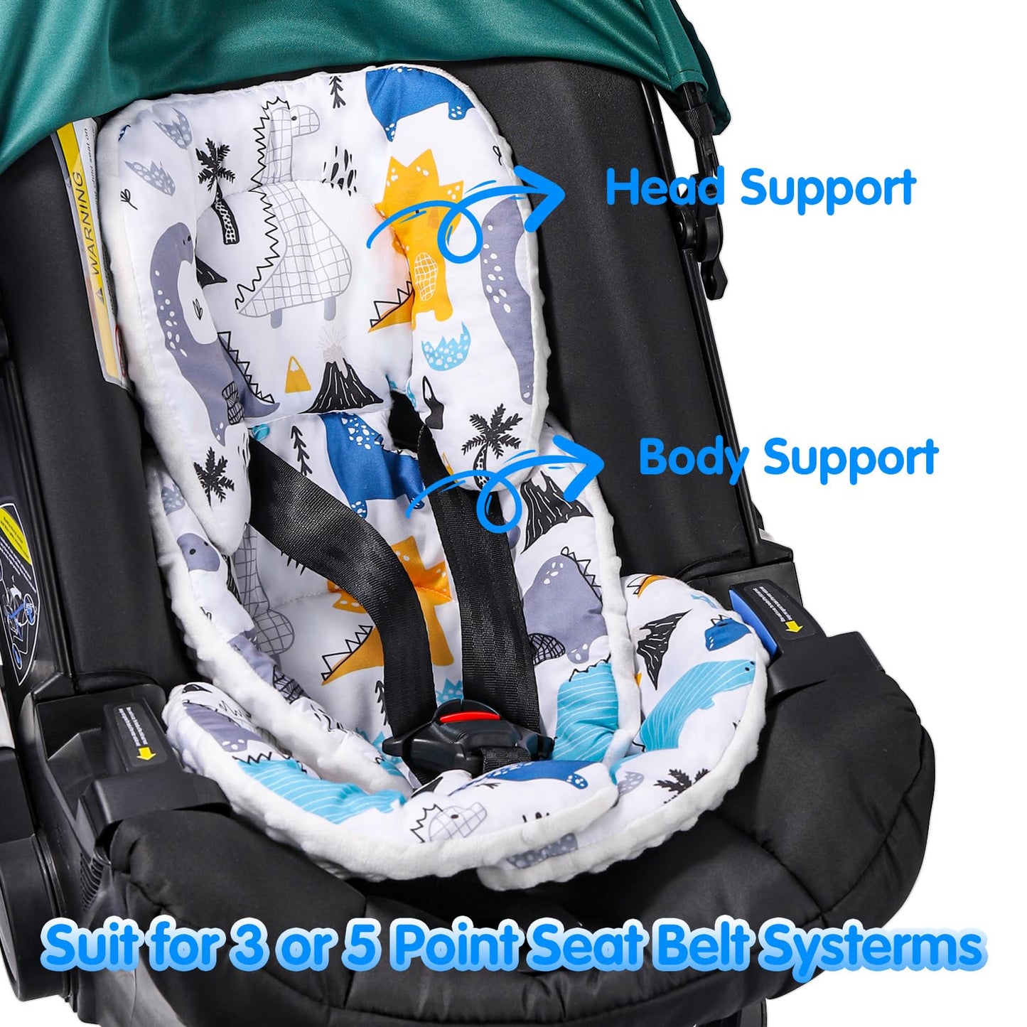 THE KENKYO Infant Car Seat Insert, 2-in-1 Reversible Baby Car Seat Cushion, Carseat Head & Body Support for Newborn, Soft Stroller Cushion Insert for Bouncer, Swing, Baby Registry Seach