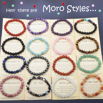 CHCCOYE 8mm Natural Healing Gemstone Bracelet Handmade Yoga Stretch Elastic Bracelet Stress Relief Crystal Jewelry for Men and Women (8mm, Amethyst)
