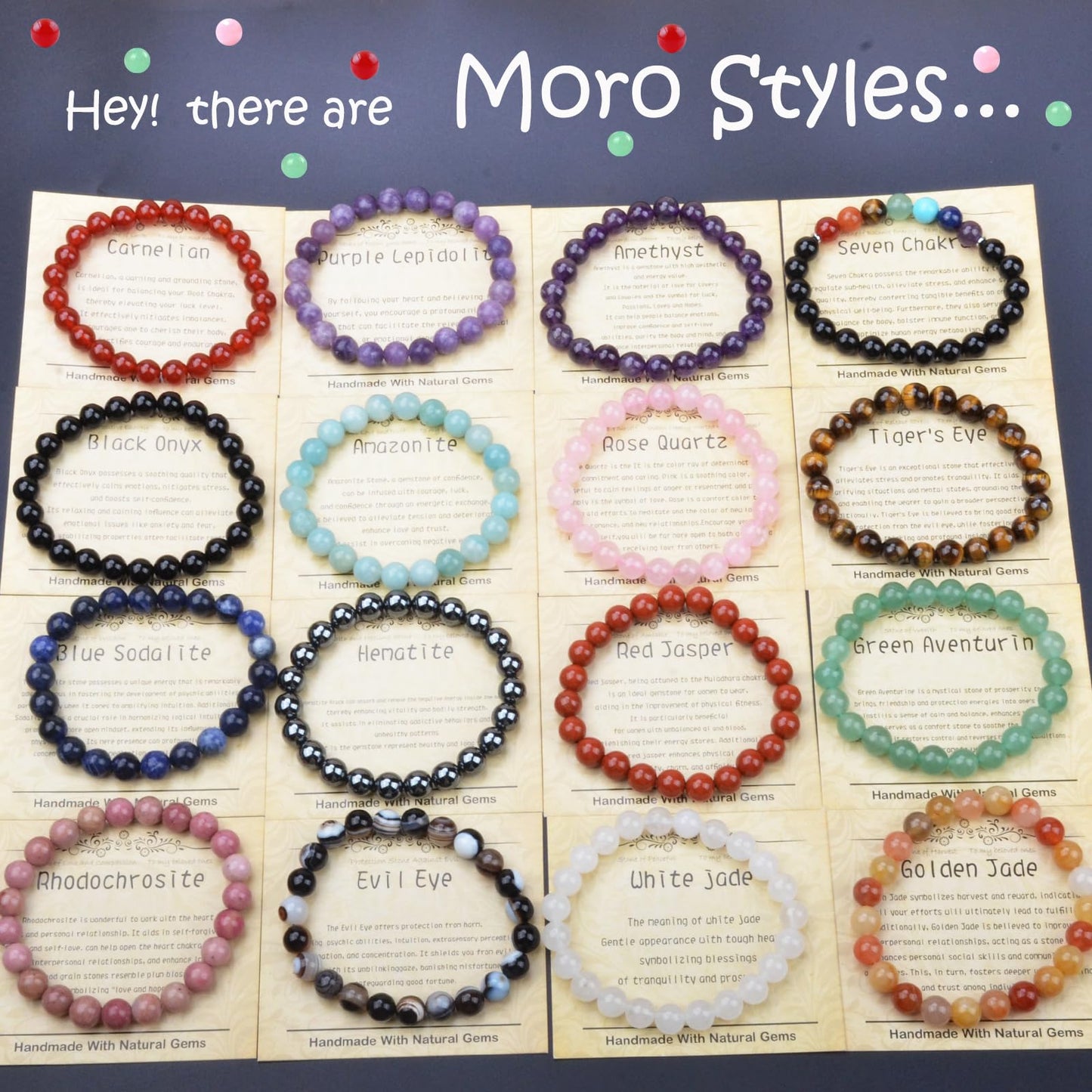 CHCCOYE 8mm Natural Healing Gemstone Bracelet Handmade Yoga Stretch Elastic Bracelet Stress Relief Crystal Jewelry for Men and Women (8mm, Seven Chakra Stones)