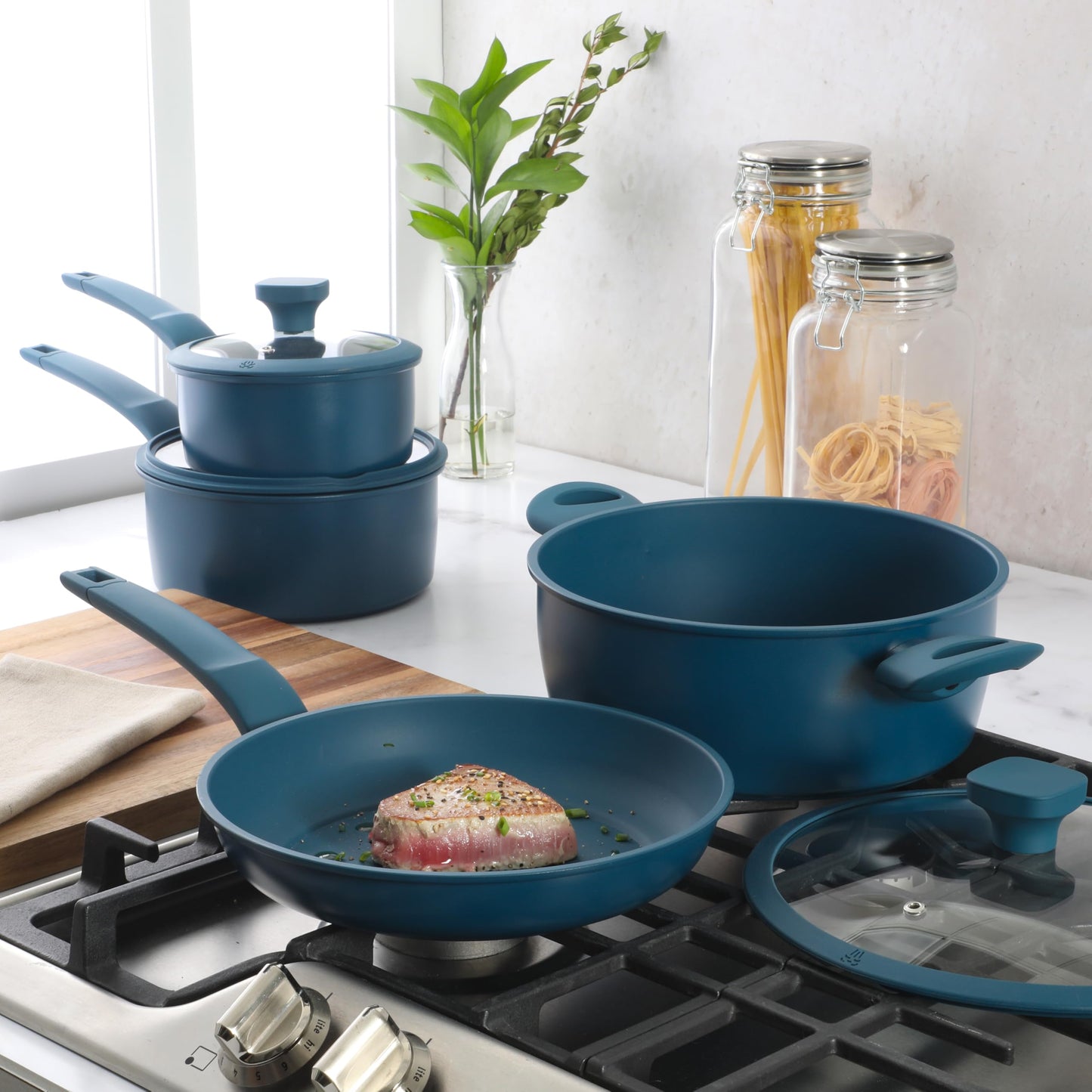 Gibson Home 74 Piece Kitchen in a Box Pots and Pans Cookware, Plates and Bowls Dinnerware, Cutlery Knife Block, Flatware Utensils, Tools & Gadgets, Storage, Glasses Set