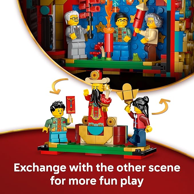 LEGO Spring Festival Fortune Firecracker Kids Building Toy - Chinese New Year Toy for Boys &amp Girls Ages 9+ - Play &amp Display Wall Art with Realistic Sound Effects - Gift Idea for Birthdays - 8