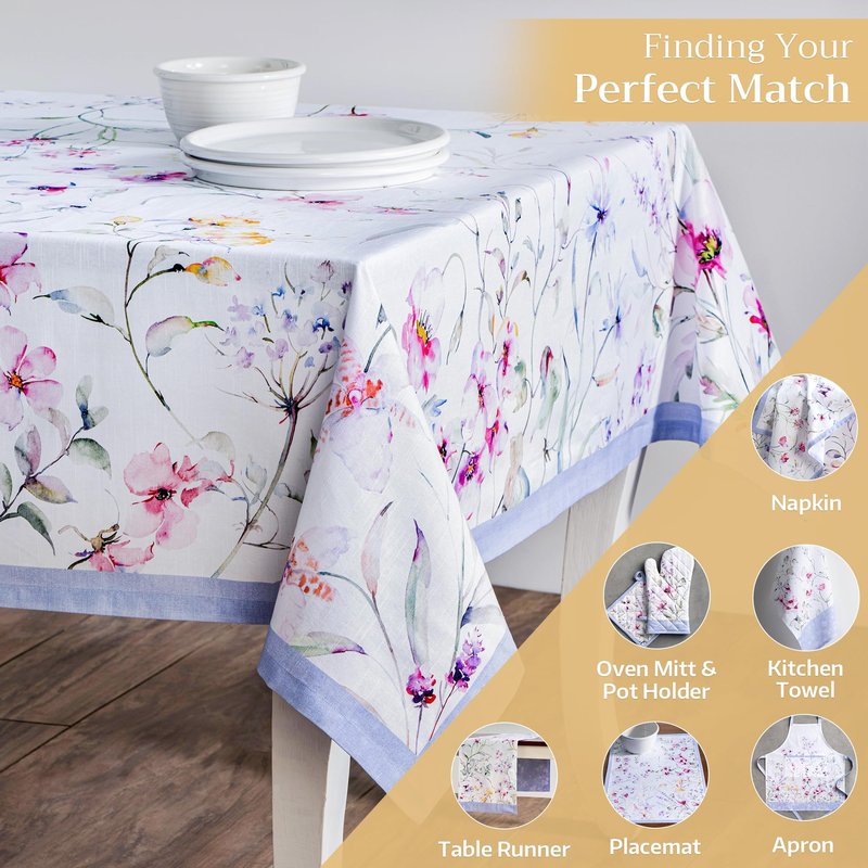 Maison d' Hermine Table Cloth Rectangle Table 100% Cotton 70 x 120 Inches Tablecloth Reusable Decorative for Dining Kitchen Room Farmhouse Home Gifts for Mothers Day Spring Summer - Summer Floral