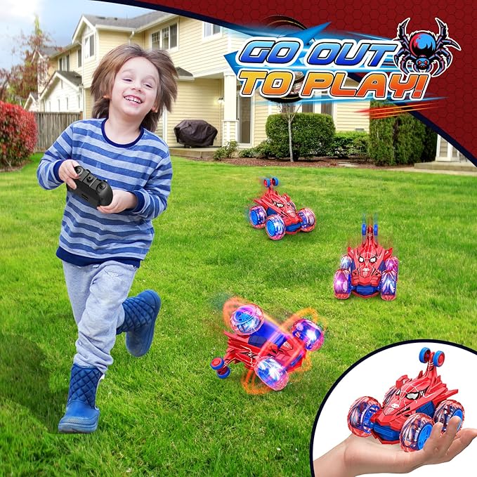 Remote Control Car RC Cars Toys for Boys Ages 4-12Cool Rechargeable Stunt RC Car with 360 Flips 4WD Wheel LightsFun Outdoor Toys for Kids Birthday Gifts Chritmas 4 5 6 7 8 9 10 11 12 Year Old