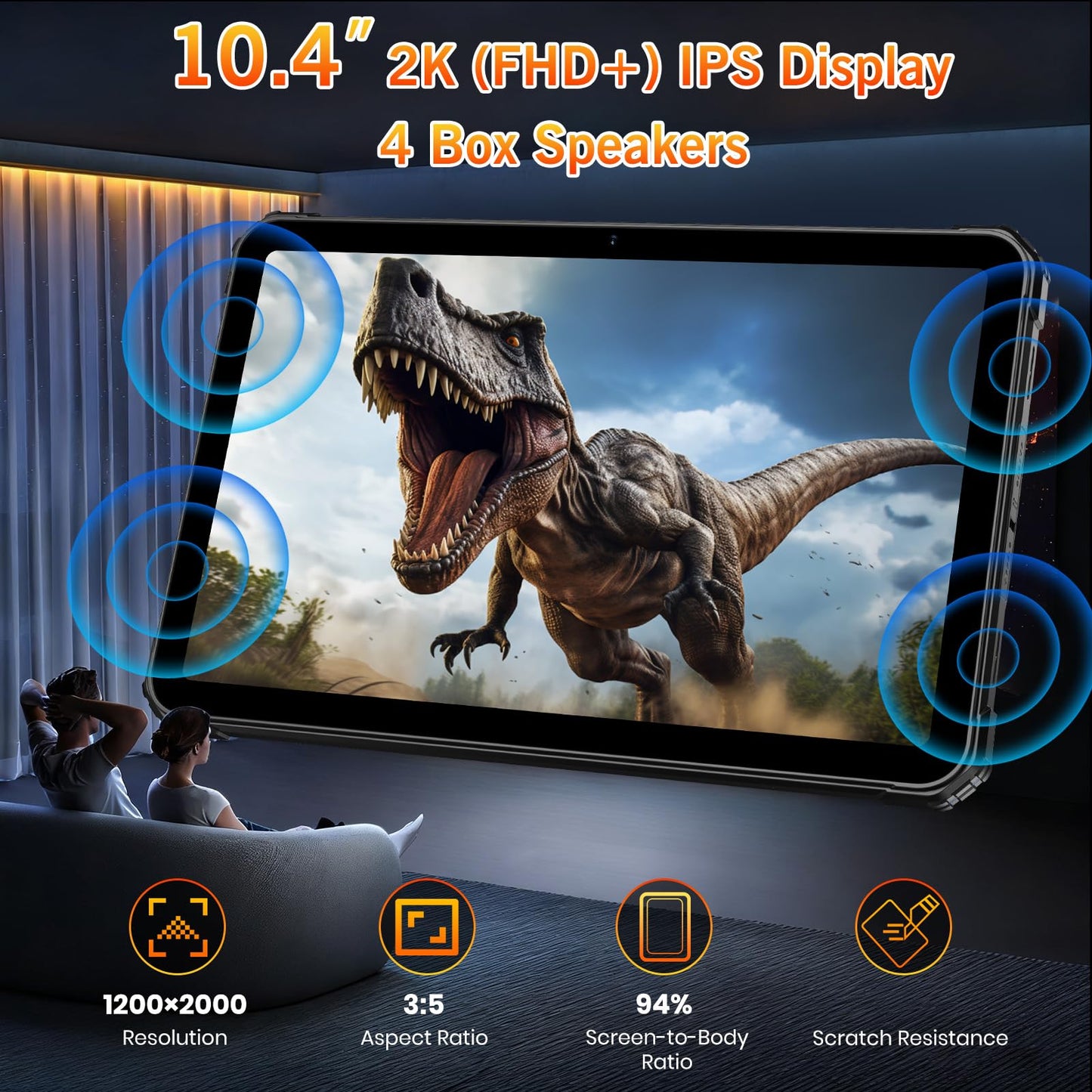 FOSSIBOT DT3 5G Rugged Android 15 Tablet, Dimensity 7300 5G Waterproof Tablets, 21560mAh 66W, 32GB+256GB/2TB Rugged Tablet, 10.4-inch 2K Screen, 64MP+32MP, Dual SIM/WiFi 6/NFC/IP68/IP69K