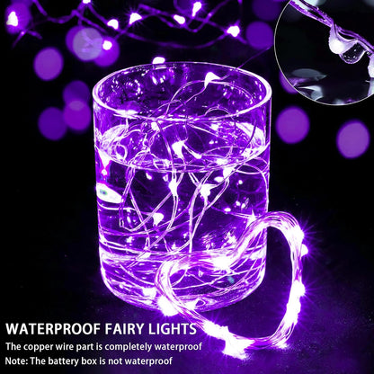Skiennix 50 Pack Purple Fairy Lights - 7Ft 20 LED Twinkle String Lights | Battery Operated & Waterproof for Weddings, Parties, and Decor