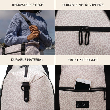 Jadyn Lola Travel Bag, Weekender/Overnight Duffel, Gym Tote Bag for Women, Men (Desert Leopard)