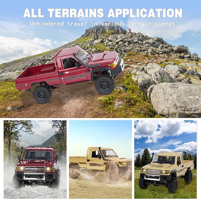 MN-82 RC Rock Crawler Car 1/12 Scale Toyota Pickup Truck  2.4GHz 4WD Off-Road Remote Control Truck 2-Speed Modes 2×1200mAh Batteries All-Terrain Crawler for Adults Kids Indoor Outdoor (whth Gift)