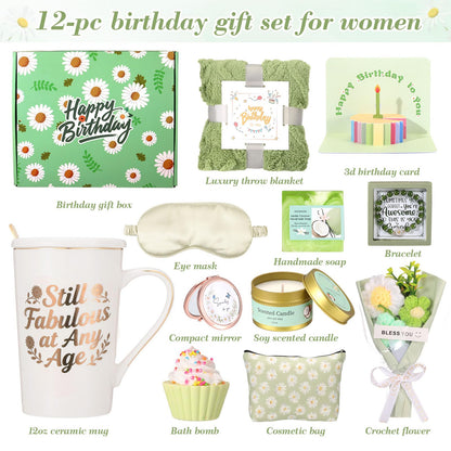 Mothers Day Gifts for Mom Daisy Birthday Gifts for Women Self Care Gift Happy Birthday Gift Baskets for Women Spa Birthday Box Care Package for Women Mom Wife Daughter Sister Girlfriend Best Friend