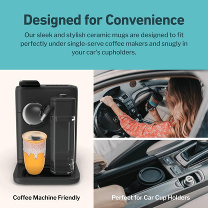 NOVA CERAMICS Ceramic Tumbler– Ceramic Travel Mug With Lid – Microwave & Dishwasher Safe Coffee White & Orange Tumbler - Gifts For Women Men Him Her – 16oz – Grapefruit