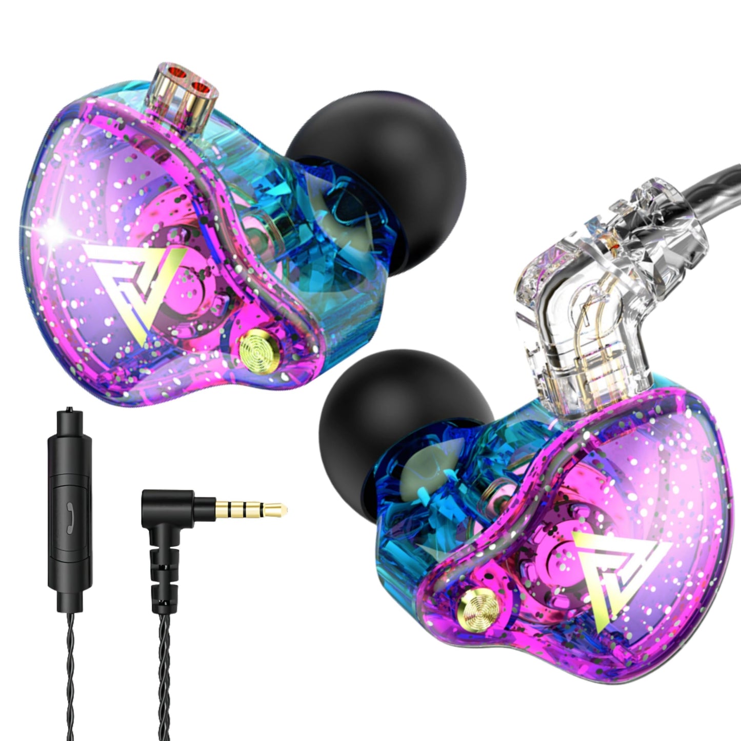 HJX QKZ AK6 Pro Wired IEM for Gaming Earbuds with MIC, in Ear Monitor Headphones, Deep Bass Sound, 1DD 11mm Dynamic Driver, IEM for Music Video Calling(Colors)