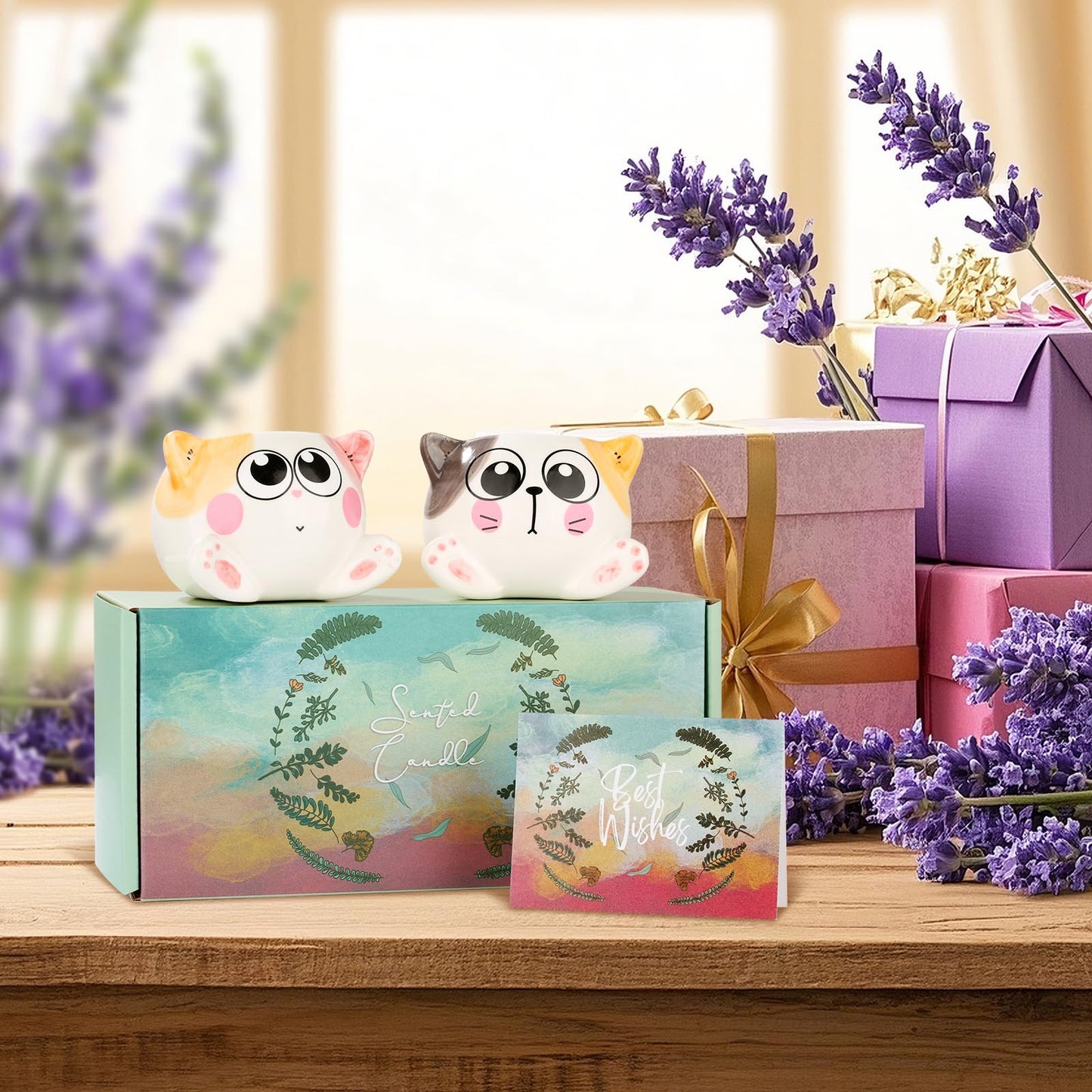 Birthday Gifts for Women，Cool Mothers Day Gifts for Mom，Cat Scented Candles for Women Birthday Unique，2 Pack Cute Candles
