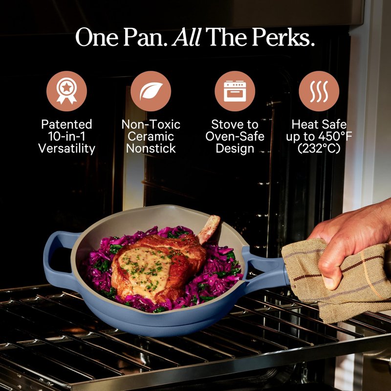 Our Place Mini Always Pan | 8.5" Ceramic Pan with Modular Lid & Beechwood Spatula | Patented 10-in-1 Nonstick, Non-Toxic Cookware Made Without PFAS | Induction & Oven-Safe up to 450°F | Lavender
