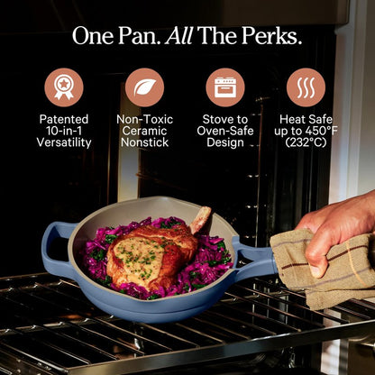 Our Place Mini Always Pan | 8.5" Ceramic Pan with Modular Lid & Beechwood Spatula | Patented 10-in-1 Nonstick, Non-Toxic Cookware Made Without PFAS | Induction & Oven-Safe up to 450°F | Lavender