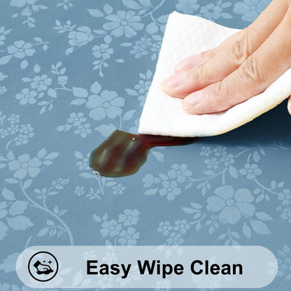Smiry Rectangle Picnic Table Cloth, Elastic Waterproof Fitted Heavy Duty Vinyl Tablecloths, Wipeable Washable Table Covers for Kitchen, Dining, Camping, Outdoor (Stone Blue,30" X 72")