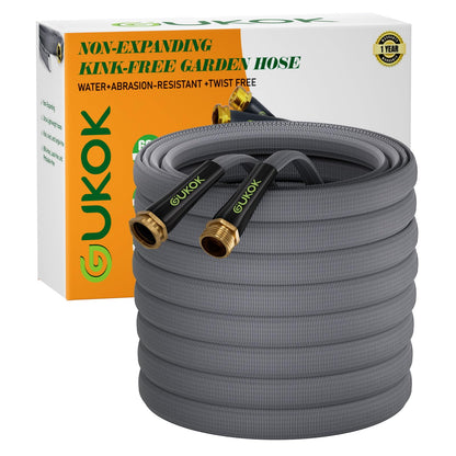 GUKOK Garden Hose 100 FT, Non-Expanding Water Hose, Ultra-Light & Flexible, Burst-Resistant, Kink-Free, High-Pressure Garden Hose All-Weather Use for Lawns, Gardens, and Outdoor Cleaning
