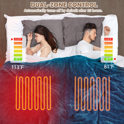 HOW'S MY HOUSE Heated Blanket Throw 50" x 60", Electric Blanket with 12 Time Settings & 6 Heating Levels, Over-Heat Protection, Flannel Sherpa Super Cozy with ETL Certification, Gray