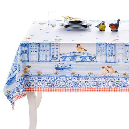 Maison d' Hermine Table Cloth Rectangle Table 100% Cotton 70 x 108 Inches Tablecloth Reusable Decorative for Dining Kitchen Room Farmhouse Home Gifts for Mothers Day Spring Summer - Amsterdam Canals