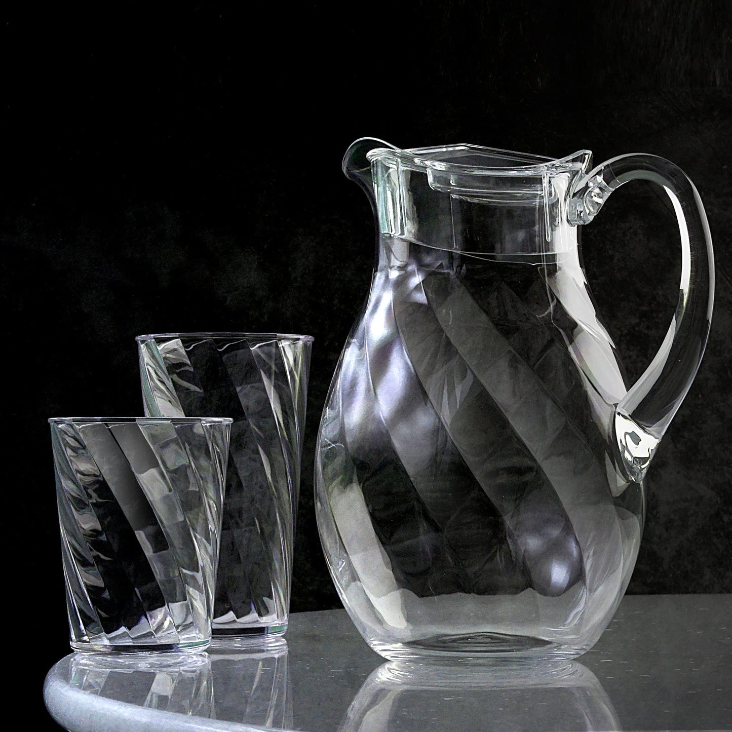 Amazing Abby - Glacier - 18-Ounce Plastic Tumblers (Set of 16), Plastic Drinking Glasses, All-Clear Reusable Cups, Stackable, BPA-Free, Shatter-Proof, Dishwasher-Safe