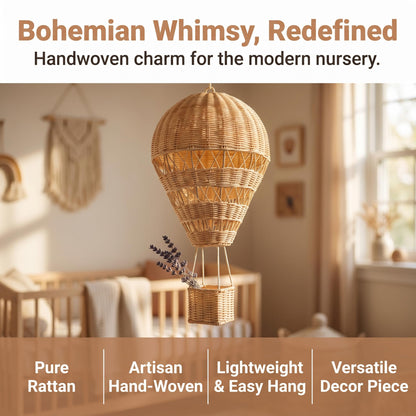 Alipis Natural Rattan Woven Hot Air Balloon Decor Delicate Kids Room Rattan Craft