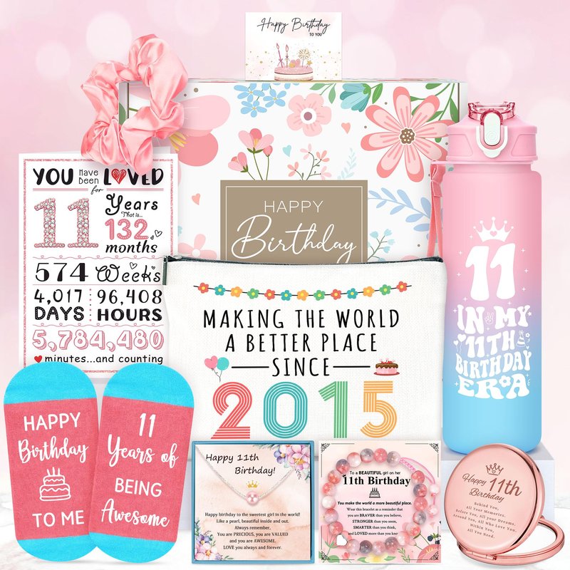 11 Year Old Girl Birthday Gifts For 11 Year Old Girl Gift Trendy Stuff Popular Happy 11Th Birthday Gifts For Girls Cool 11Th Decoration Gift Ideas Trending Presents Good Things With Tumbler Canvas Bag