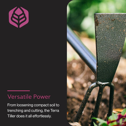 Yard Butler ITT-4T Terra Tiller Hand Cultivator - Essential Gardening Tool for Yardwork - Power-Coated Steel Construction - Comfortable Grip - Long-Lasting - Rust-Resistant