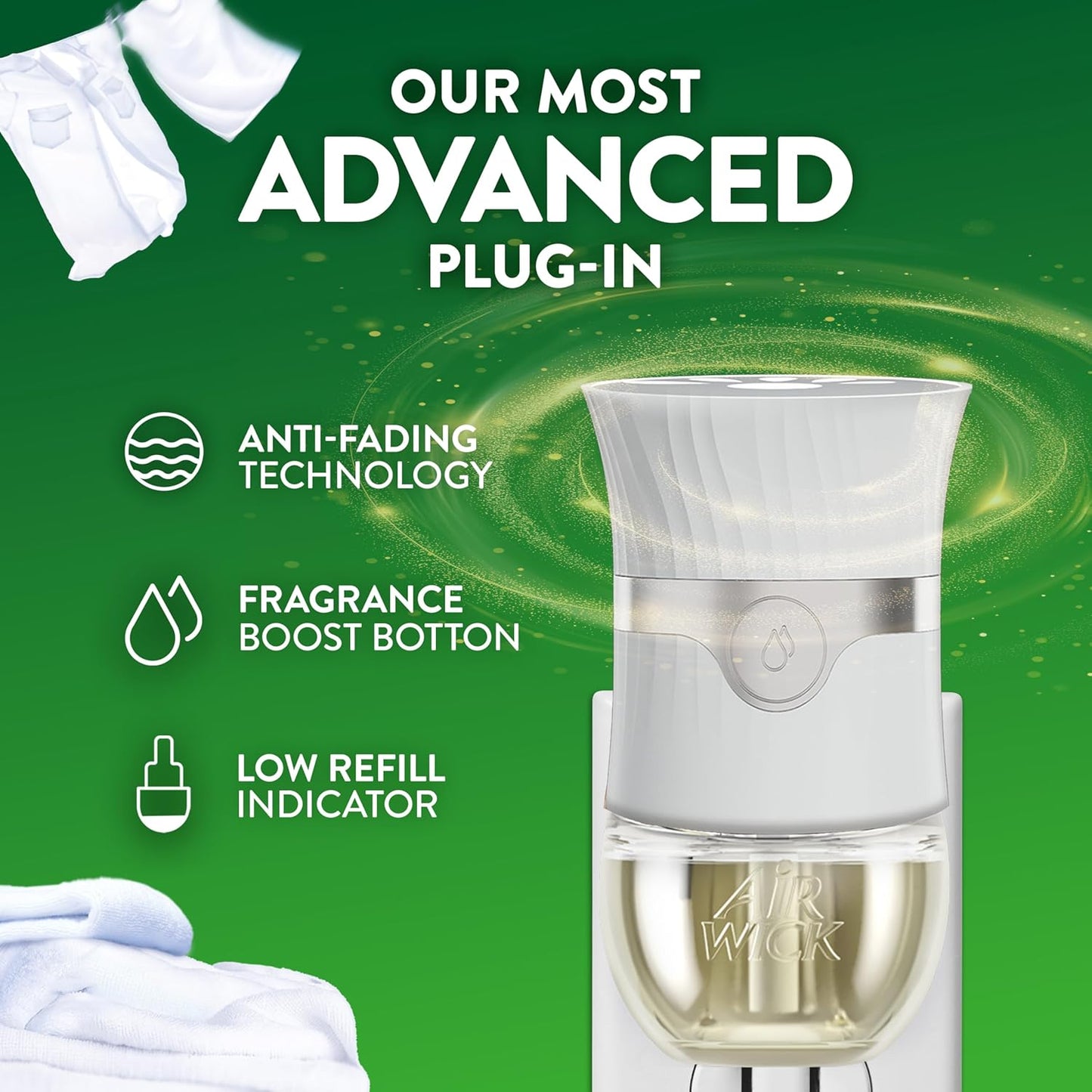 Air Wick Plug-In Scented Oil Starter Kit - 2 Warmers + 6 Fresh Linen Refills | Eco-Friendly Air Freshener