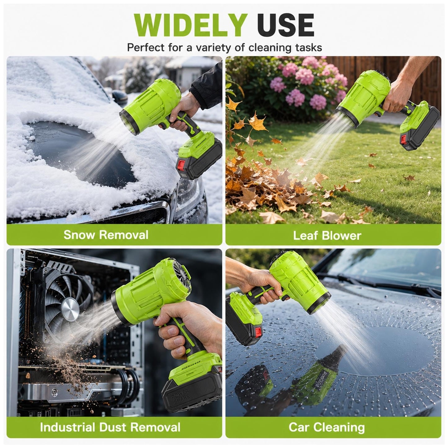 Cordless Leaf Blower with Battery and Charger, 750W Handheld Electric Blower, 130 MPH 140 CFM Lightweight Blower for Lawn Care, Patio, Yard, Car Drying, Dust, Leaves