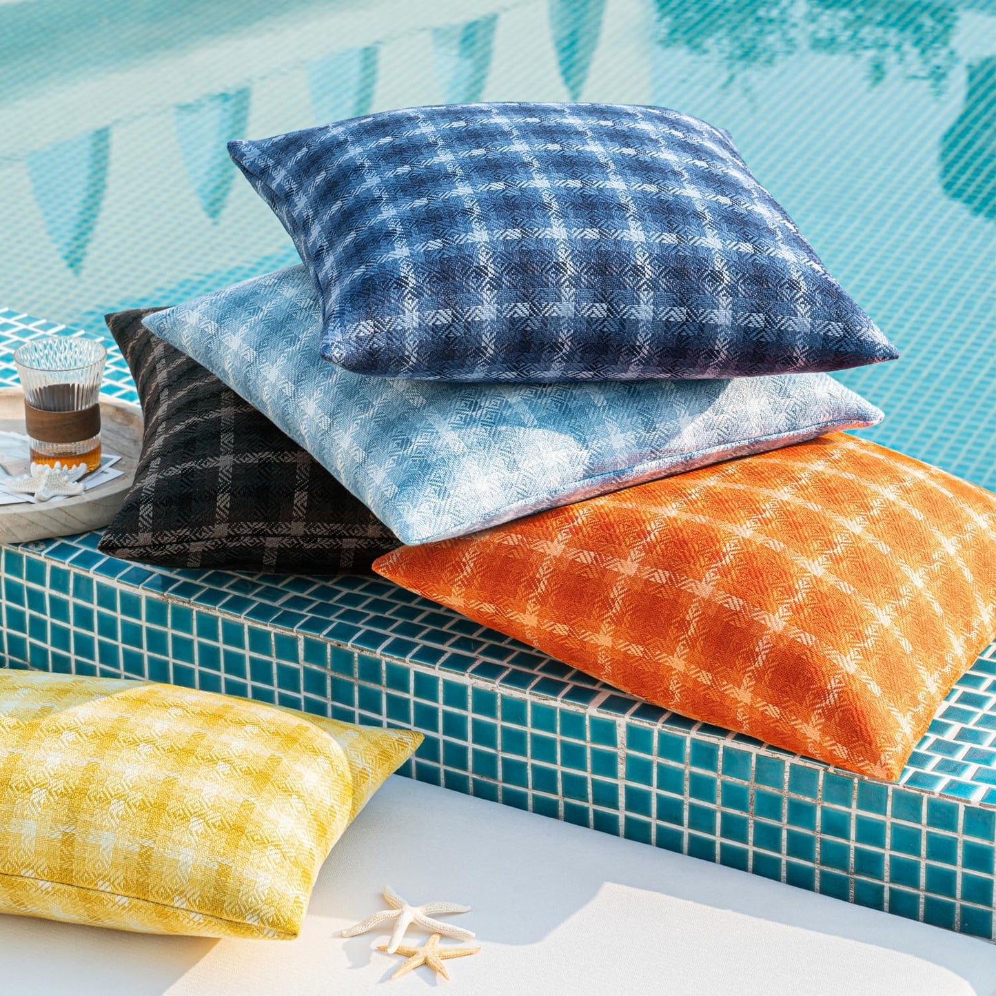 MIULEE Outdoor Waterproof Throw Pillow Covers - Decorative Farmhouse Cushion Cases, 18x18 Inch Yellow | Pack of 2