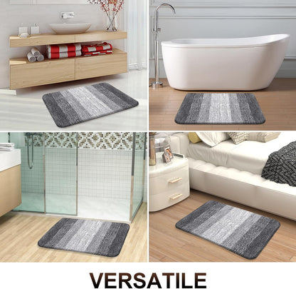 OLANLY Microfiber Bath Rugs - Extra Soft & Absorbent | 24x16 Grey Quick-Dry Mats for Bathroom Floor