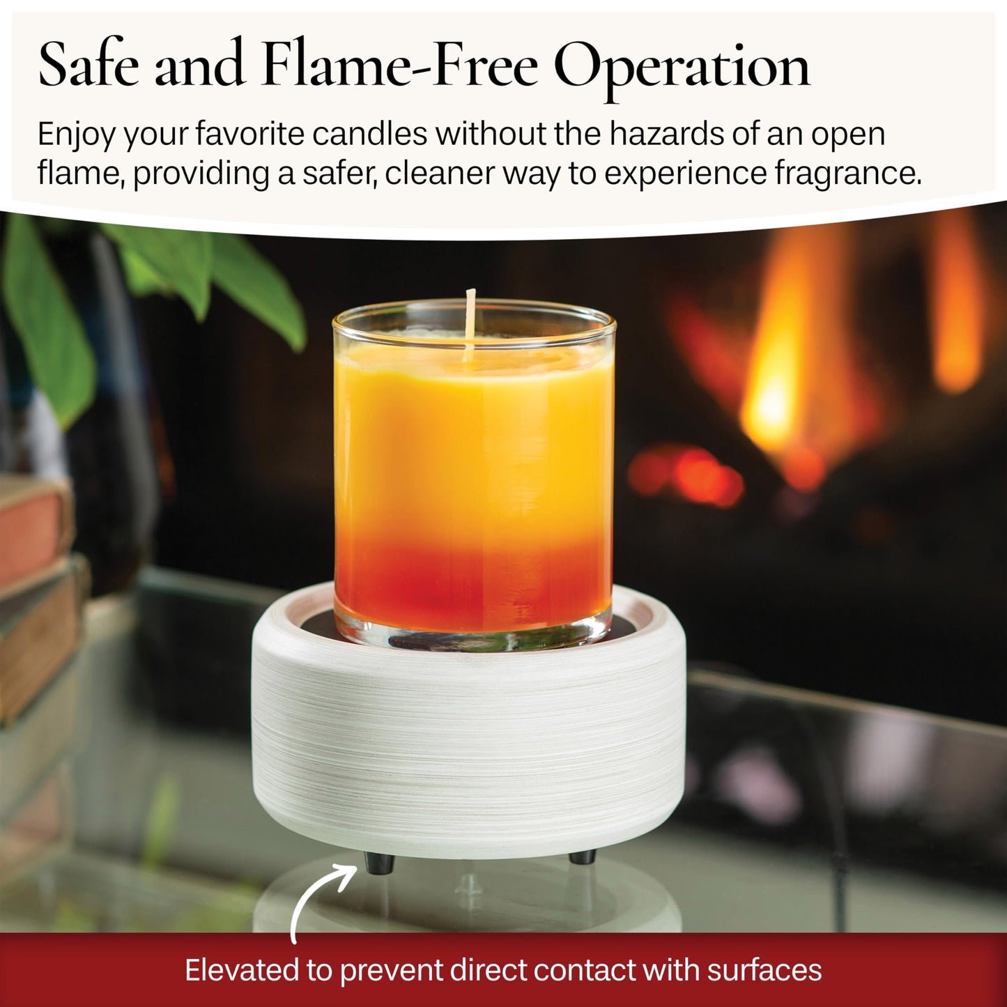 Candle Warmers ETC 2-in-1 Candle and Fragrance Warmer for Warming Scented Candles or Wax Melts and Tarts with to Freshen Room, Whitewashed Bronze