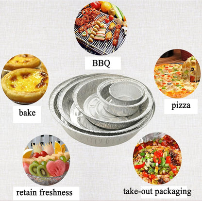 WHDepot 8'' Inch Round Tin Foil Pans Disposable Aluminum Pans with Clear Lids (30 Pack), Freezer & Oven Safe - For Baking, Cooking, Storage, Roasting, & Reheating, Recyclable, Pack of 30