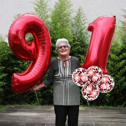 Self-Inflating 40-Inch Red Number 6 Balloons by [Brand Name] | Foil Mylar for Birthday Parties & Anniversaries