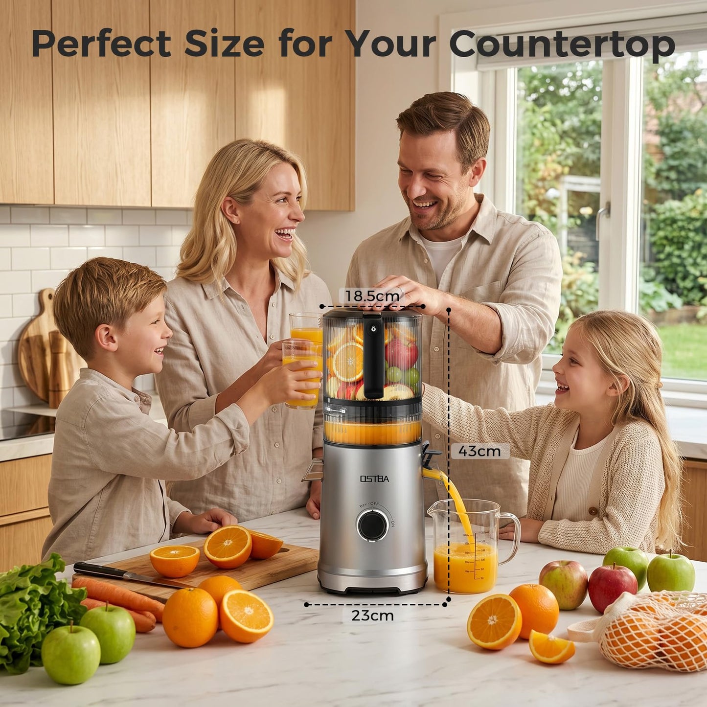 3-in-1 Cold Press Juicer, OSTBA 600W Slow Masticating Juicer with 6" Extra Large Feed Chute for Whole Fruits & Vegetables, Juicer, Nut Milk Maker & Sorbet Machine, Easy to Clean