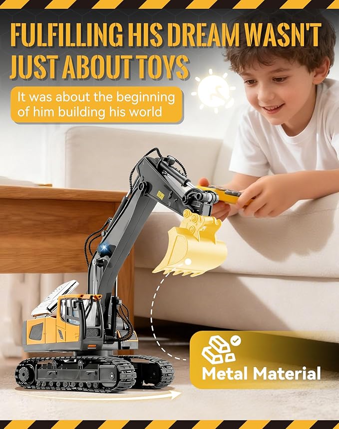 Construction Rc Set of 4 2.4ghz Remote Control Excavator 360° Rotation Lights and Sounds Command The Site Conquer The Dirt Collaborative Experience Alloy Material (4Pcs-ABCD)