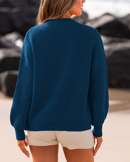 BTFBM Womens Casual Long Sleeve Sweaters Crew Neck Oversized Ribbed Knit Pullover Sweater 2025 Fall Winter Jumper Tops