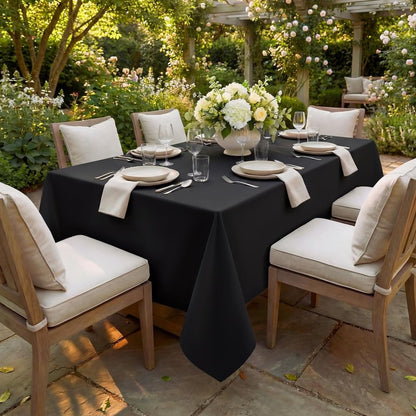 Romanstile Rectangle Tablecloth - Waterproof and Wrinkle Resistant Washable Polyester Table Cloth for Kitchen Dining/Party/Wedding Indoor and Outdoor Use (60 x 84 inch,Black)