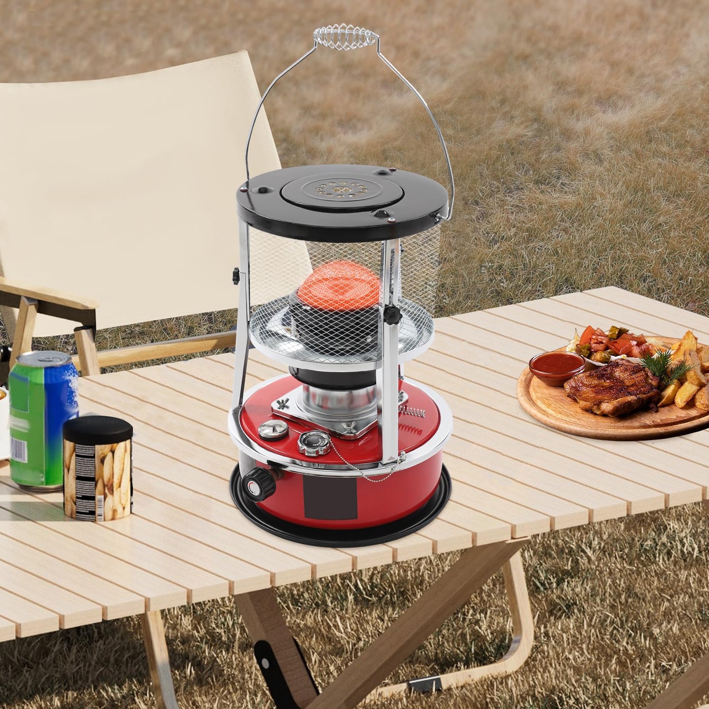 Portable Kerosene Heater 8000 BTU, Indoor Outdoor Space Heater with Adjustable Height 13-18 Inches, 1.37 Gallon Fuel Capacity for Garage Camping Emergency Heating