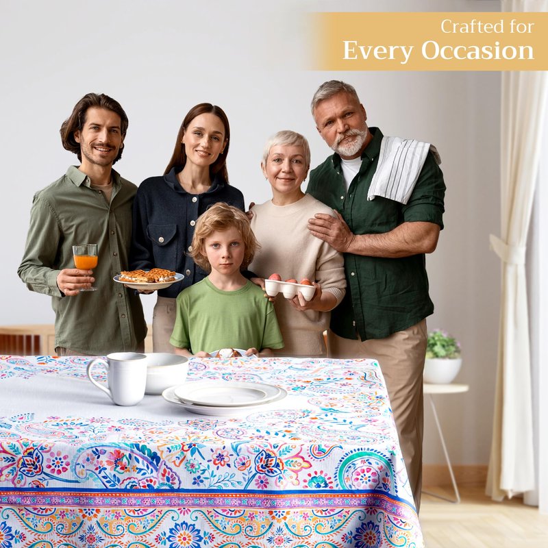 Maison d' Hermine Table Cloth Rectangle Table 100% Cotton 60 x 108 Inches Tablecloth Reusable Decorative for Dining Kitchen Room Farmhouse Home Gifts for Mothers Day Spring Summer - Indian Floral