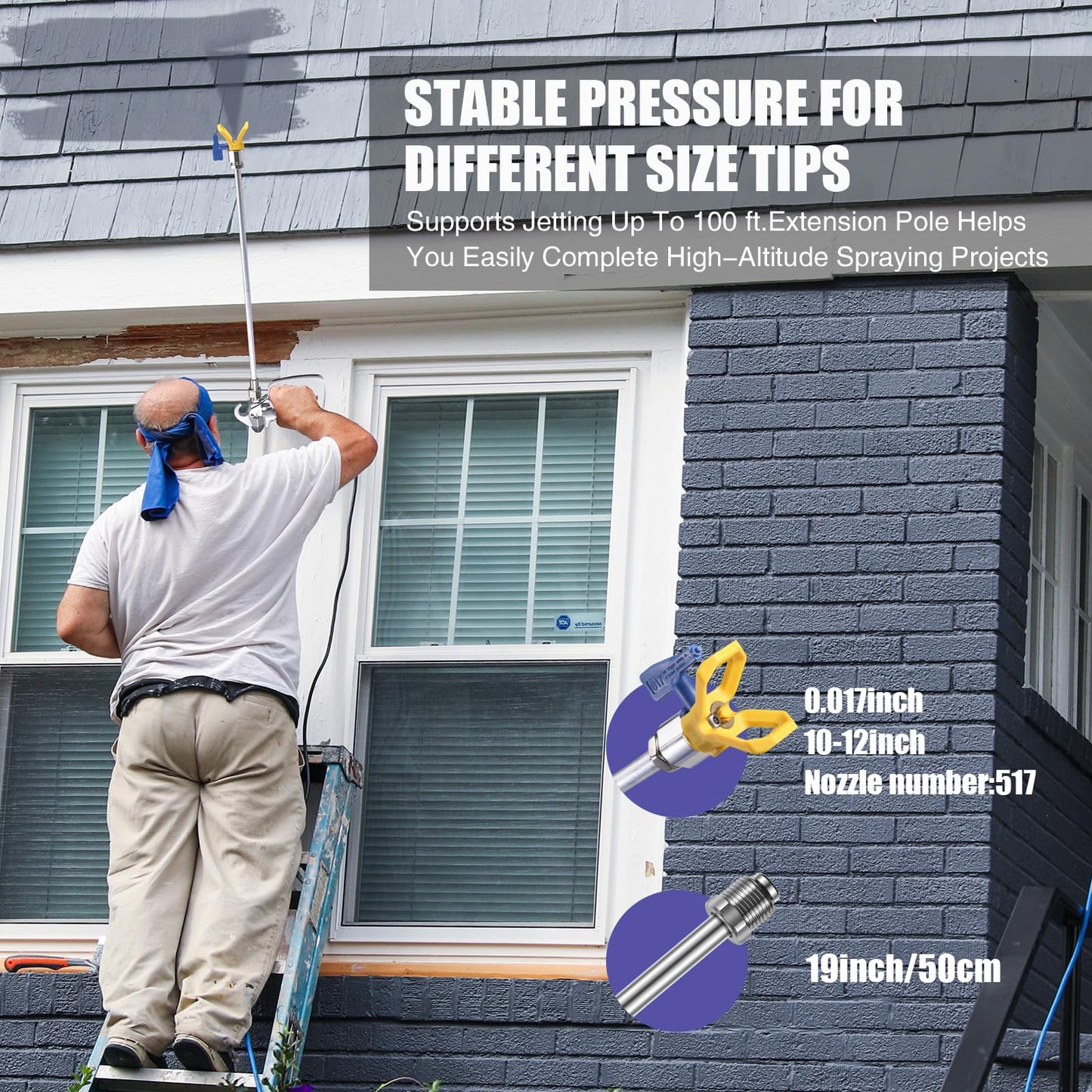 450 Airless Paint Sprayer with 10Pcs Nozzle, 0.47GPM Paint Sprayer for Home Interior 3300psi 900W High Efficiency Airless Sprayer with Low Overspray for House Painting Townhouse